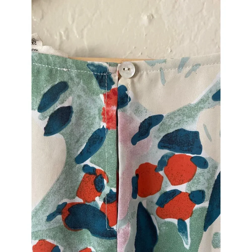 Entro Floral Crochet Detail Smocked Blouse Top Spring Boho Flowy Office Career - Picture 7 of 8